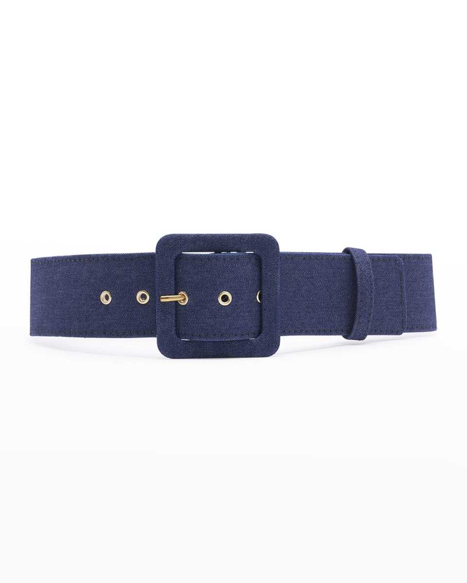Denim Wide-Buckle Belt